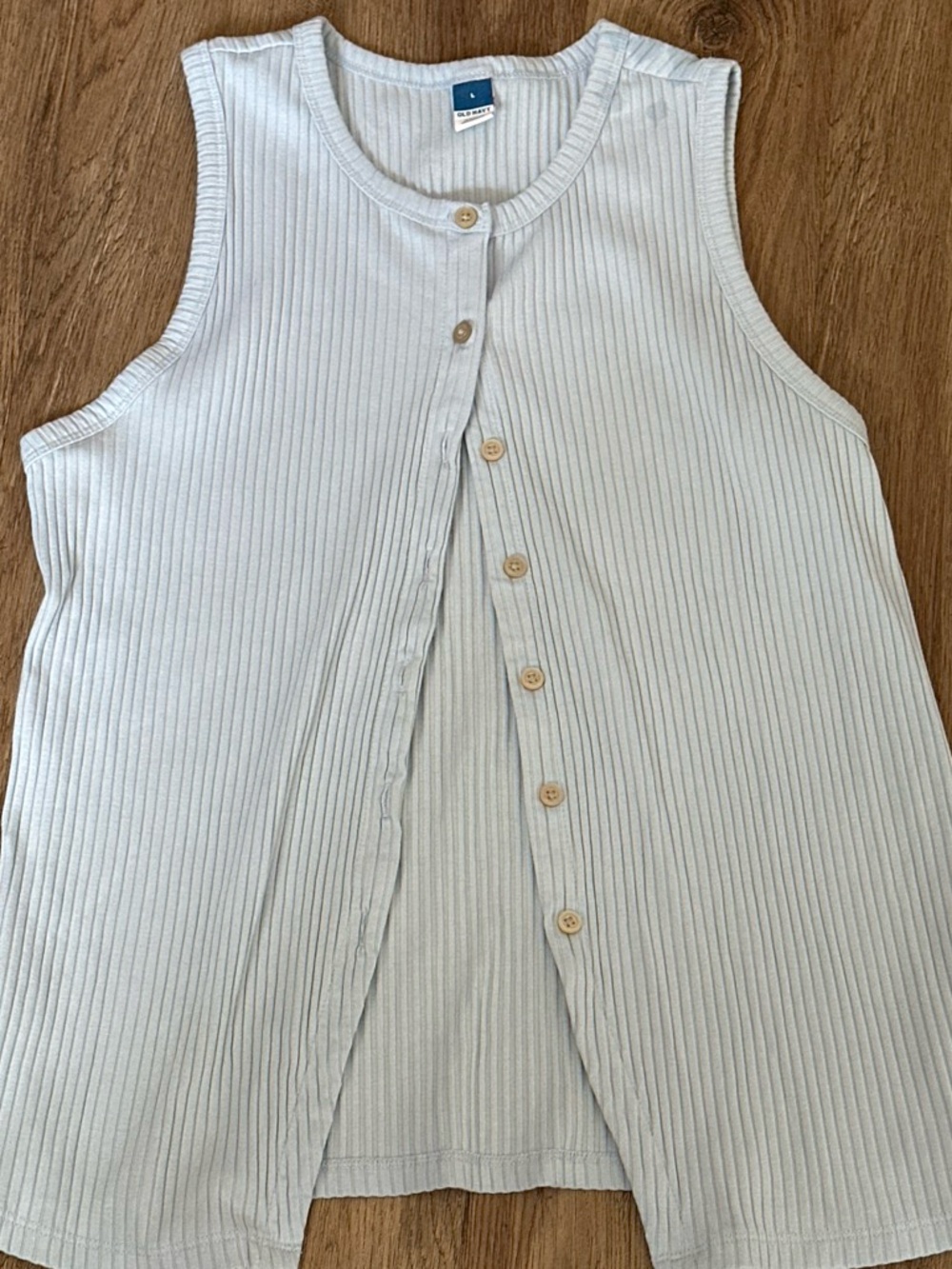 Old Navy Light Blue Ribbed Button-Front Tank